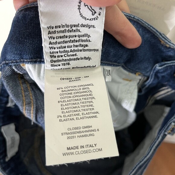 Closed NWT Baker Slim Jeans Women’s Size 24 Blue Distressed Ankle Organic Cotton - Picture 13 of 14